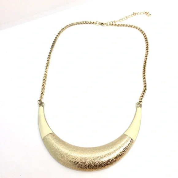 3/$30 VINTAGE GOLD TONE ENAMEL HORN STATEMENT NECKLACE COLLAR UNMARKED CHAIN - Picture 7 of 12